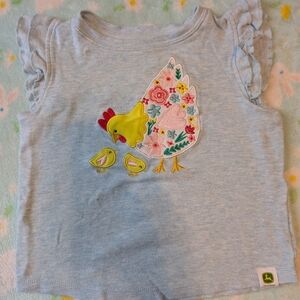 John Deere Chicken Ruffle Short Sleeve Tee Girl's